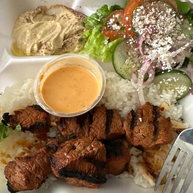 Beef Tri-Tip Kabob Plate.